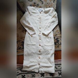 Vintage Adrienne Vittadini Cream Textured Dress New Condition Stunning Rare